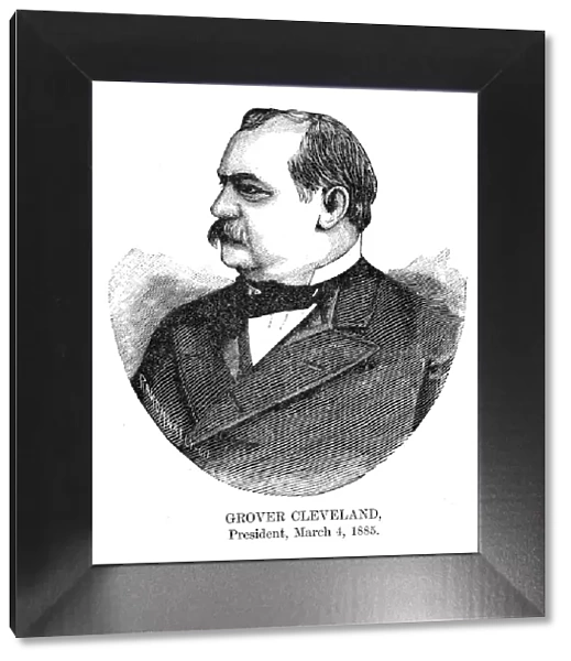 Grover Cleveland - USA President engraving with his signature 1888
