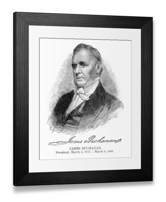 Framed Print : James Buchanan - USA President engraving with his signature 1888 Framed Print : James Buchanan - USA President engraving with his signature 1888