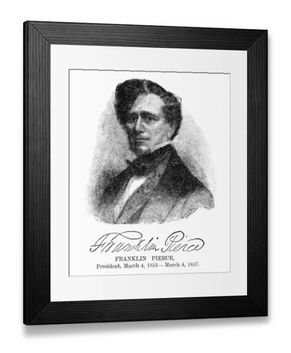 Framed Print : Franklin Pierce - USA President engraving with his signature 1888 Framed Print : Franklin Pierce - USA President engraving with his signature 1888