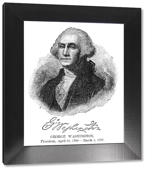 George Washington - USA President engraving with his signature 1888