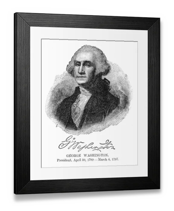 Framed Print : George Washington - USA President engraving with his signature 1888 Framed Print : George Washington - USA President engraving with his signature 1888