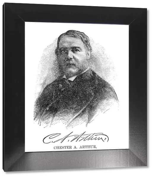 Chester A. Arthur - USA President engraving with his signature 1888