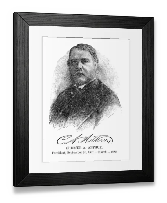 Framed Print : Chester A. Arthur - USA President engraving with his signature 1888 Framed Print : Chester A. Arthur - USA President engraving with his signature 1888