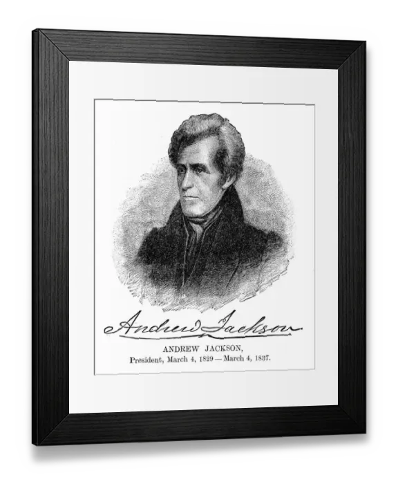 Framed Print : Andrew Jackson - USA President engraving with his signature 1888 Framed Print : Andrew Jackson - USA President engraving with his signature 1888
