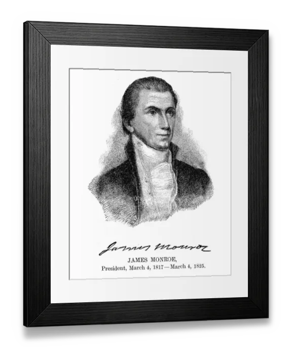 Framed Print : James Monroe - USA President engraving with his signature 1888 Framed Print : James Monroe - USA President engraving with his signature 1888