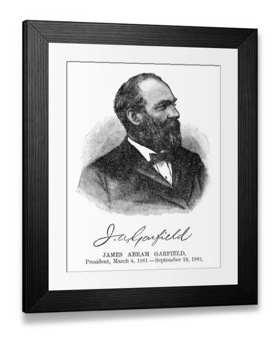 Framed Print : James A. Garfield - USA President engraving 1888 Framed Print : James A. Garfield - USA President engraving 1888