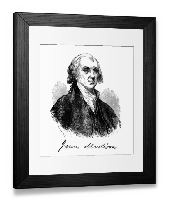 Framed Print : Portrait of James Madison, fourth president of the United States from 1809 to 1817 Framed Print : Portrait of James Madison, fourth president of the United States from 1809 to 1817