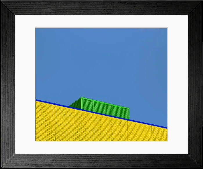 Framed Print : Neon Colored Bricks And Vent Framed Print : Neon Colored Bricks And Vent