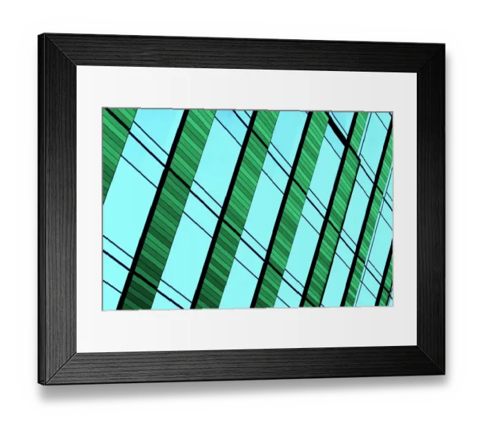 Framed Print : Green Striped Glass Building Framed Print : Green Striped Glass Building