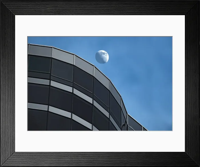 Framed Print : Moon Over Skyscraper Framed Print : Moon Over Skyscraper
