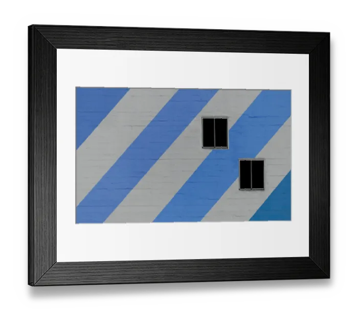 Framed Print : Blue Striped Building Framed Print : Blue Striped Building
