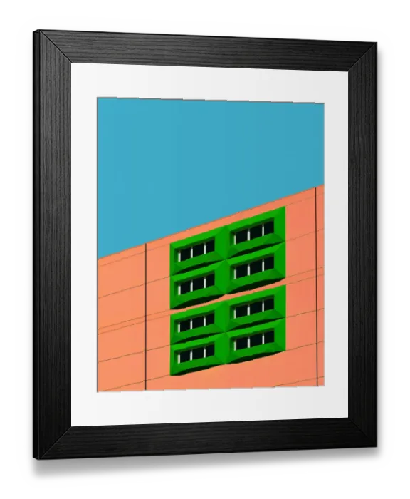 Framed Print : Slant Green Framed Windows