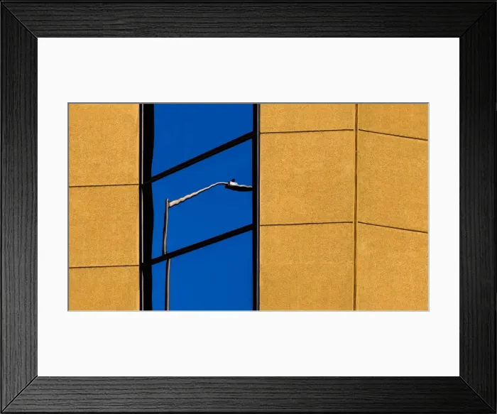 Framed Print : Streetlight Reflected On Building Framed Print : Streetlight Reflected On Building