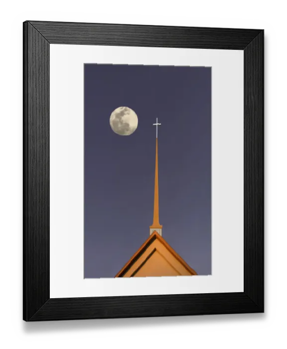 Framed Print : Moon And Cross Framed Print : Moon And Cross