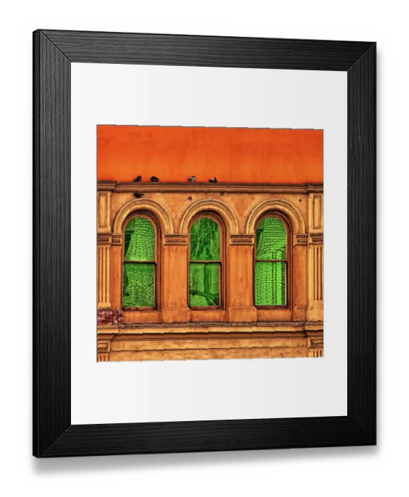 Framed Print : Three Green Windows Framed Print : Three Green Windows