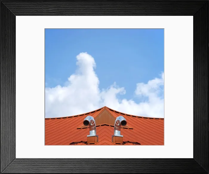 Framed Print : Two Flues. A color image digitally rendered from a photograph of the rusty Framed Print : Two Flues. A color image digitally rendered from a photograph of the rusty