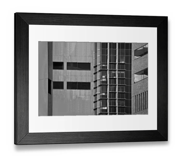 Framed Print : Three Tall Gray Buildings Framed Print : Three Tall Gray Buildings