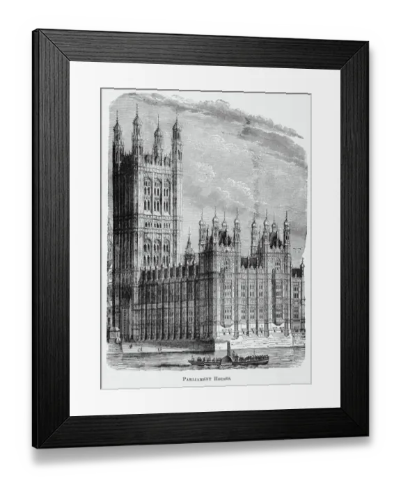 Framed Print : Old engraved illustration of Parliament Houses, The Palace of Westminster United Kingdom Framed Print : Old engraved illustration of Parliament Houses, The Palace of Westminster United Kingdom