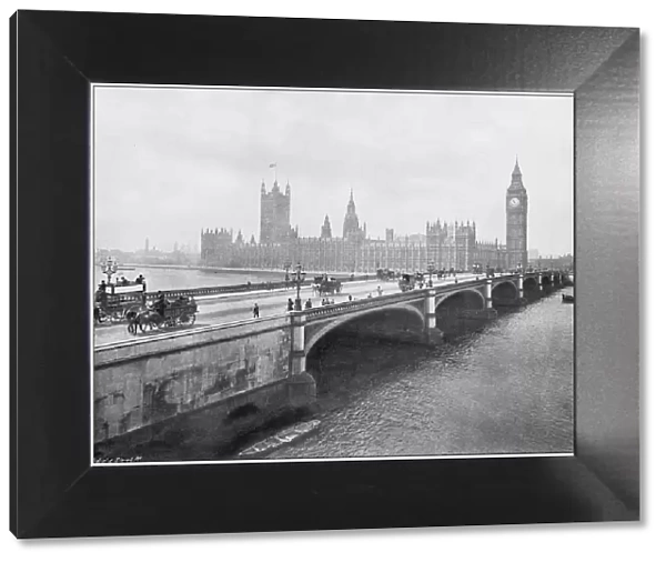Antique photograph of the British Empire: Houses of Parliament, Westminster, London, England