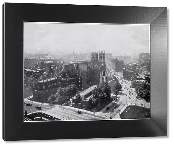 Antique photograph of the British Empire: Westminster Abbey from top of Clock Tower