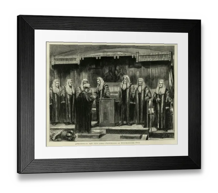 Framed Print : Swearing in of Roundell Palmer as Lord High Chancellor of Great Britain, Westminster Hall, Victorian, 1870s 19th Century Framed Print : Swearing in of Roundell Palmer as Lord High Chancellor of Great Britain, Westminster Hall, Victorian, 1870s 19th Century