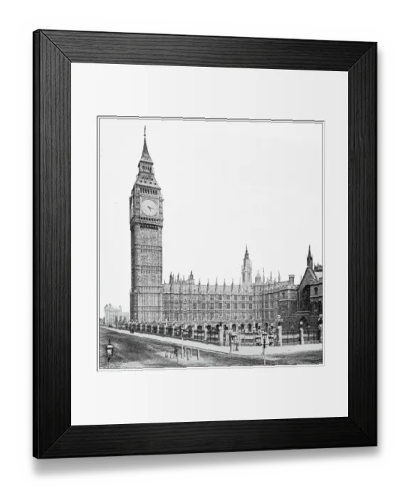 Framed Print : Antique travel photographs of London: Big ben Framed Print : Antique travel photographs of London: Big ben