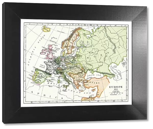 Old map of Europe in 1815