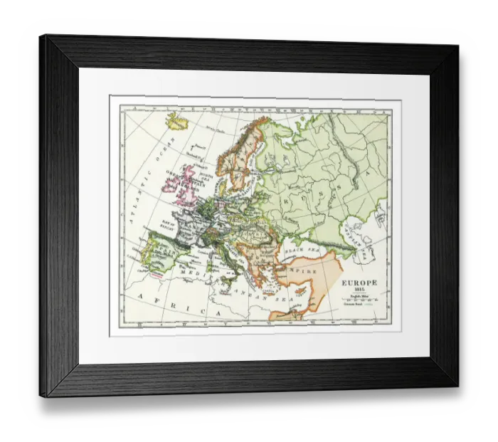 Framed Print : Old map of Europe in 1815