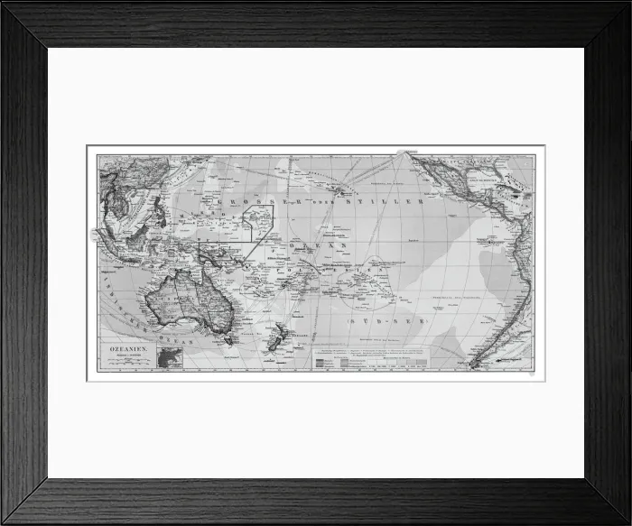 Framed Print : Old chromolithograph map of Oceania Framed Print : Old chromolithograph map of Oceania