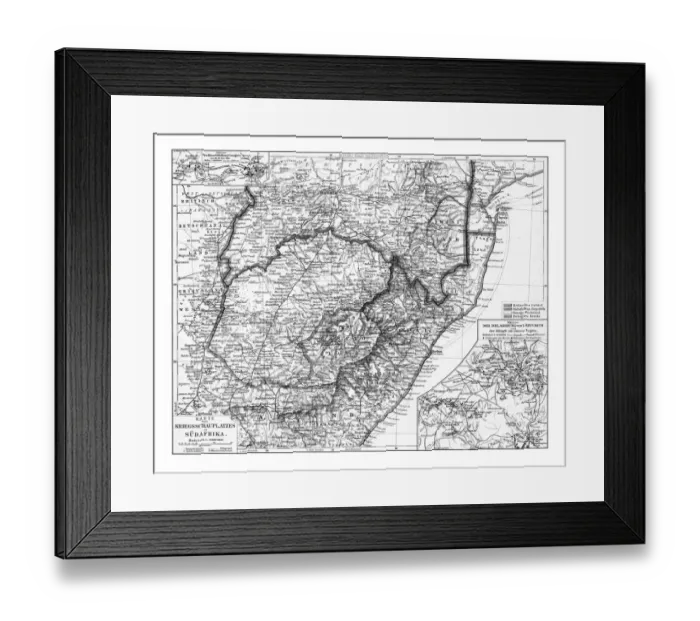 Framed Print : Old chromolithograph map of South Africa Framed Print : Old chromolithograph map of South Africa