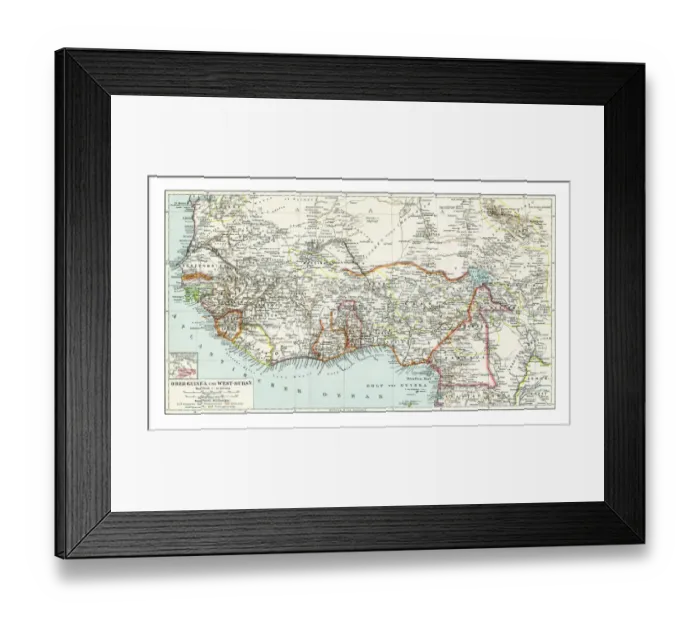 Framed Print : Old chromolithograph map of Upper Guinea and West Sudan - West Africa Framed Print : Old chromolithograph map of Upper Guinea and West Sudan - West Africa