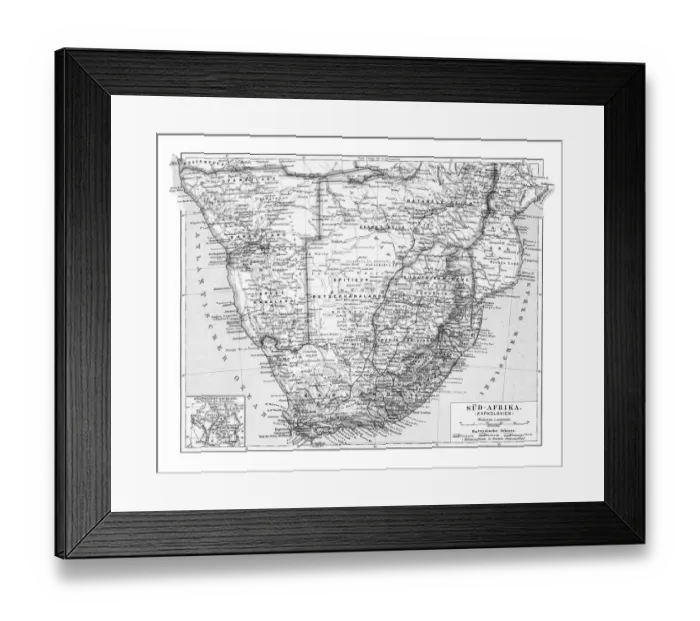 Framed Print : Old chromolithograph map of South Africa Framed Print : Old chromolithograph map of South Africa