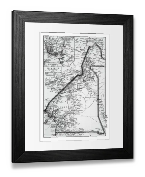 Framed Print : Old chromolithograph map of Cameroon, country in west-central Africa Framed Print : Old chromolithograph map of Cameroon, country in west-central Africa