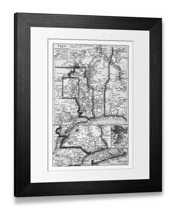 Framed Print : Old chromolithograph map of Togo, country in West Africa Framed Print : Old chromolithograph map of Togo, country in West Africa