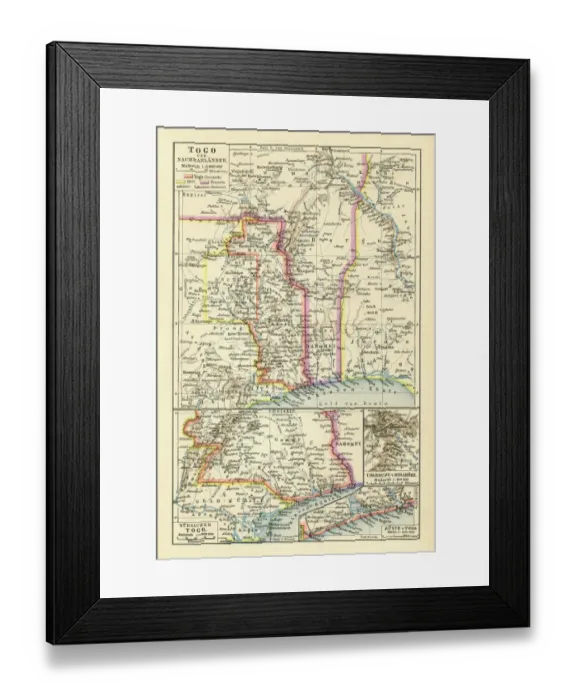 Framed Print : Old chromolithograph map of Togo, country in West Africa Framed Print : Old chromolithograph map of Togo, country in West Africa
