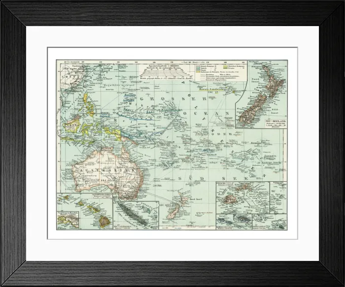 Framed Print : Old map of Oceania Framed Print : Old map of Oceania