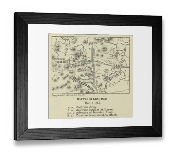 Framed Print : Old engraved map of Battle of Leuthen (5 December 1757)