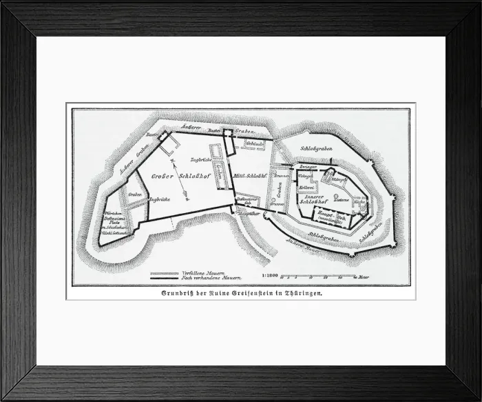 Framed Print : Old engraved illustration of top view of the ruins of Greifenstein Castle in Thuringia Framed Print : Old engraved illustration of top view of the ruins of Greifenstein Castle in Thuringia