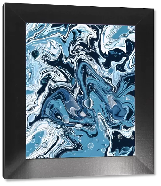 Abstract Blue Black Watercolor Alcohol Ink Flow Paint, Hand Draw fluid modern art design template