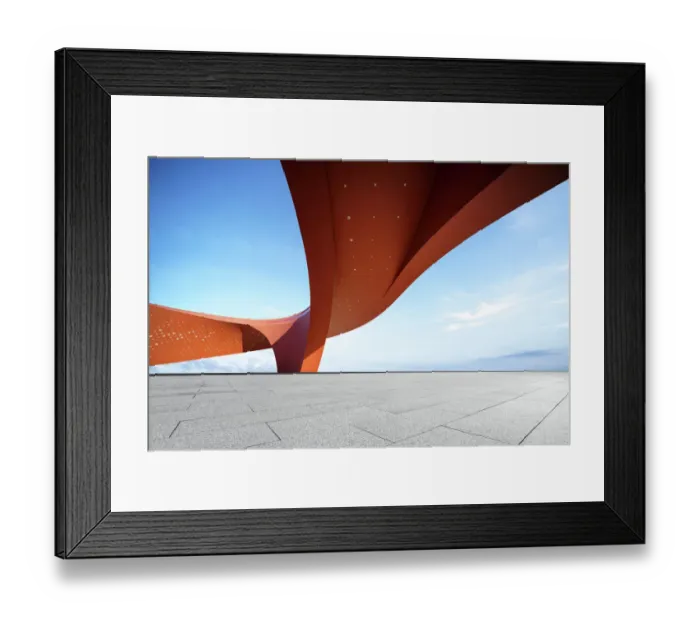 Framed Print : Red abstract decorative buildings and empty squares on sunny days Framed Print : Red abstract decorative buildings and empty squares on sunny days