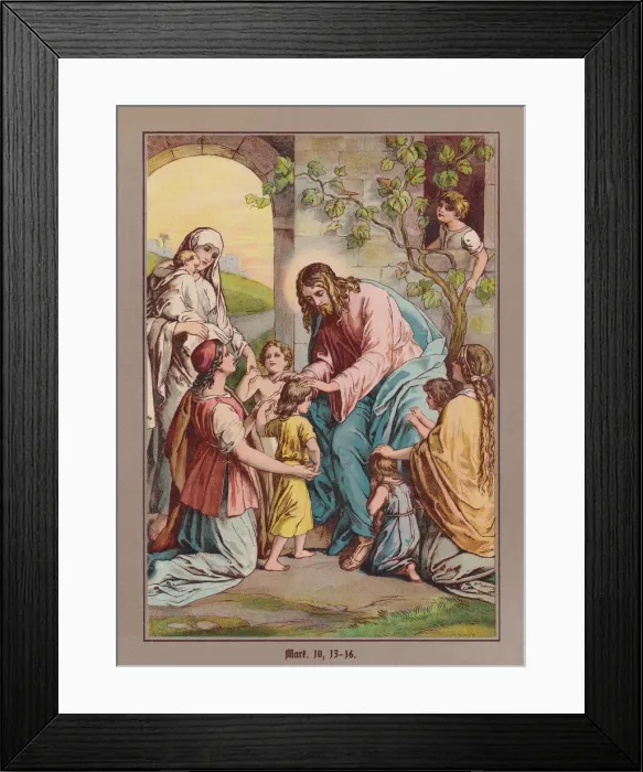 Framed Print : Jesus blesses the children, chromolithograph, published ca. 1880 Framed Print : Jesus blesses the children, chromolithograph, published ca. 1880