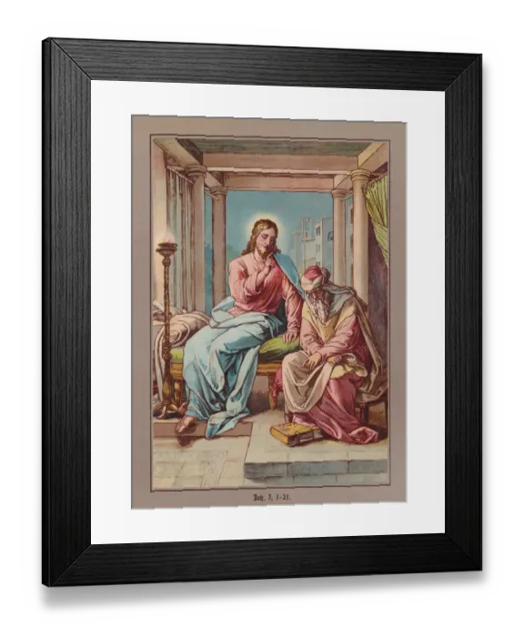 Framed Print : Nicodemus Visits Jesus, chromolithograph, published ca. 1880 Framed Print : Nicodemus Visits Jesus, chromolithograph, published ca. 1880