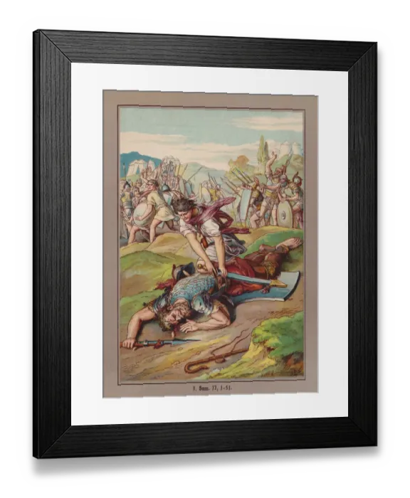 Framed Print : David and Goliath, chromolithograph, published ca. 1880 Framed Print : David and Goliath, chromolithograph, published ca. 1880