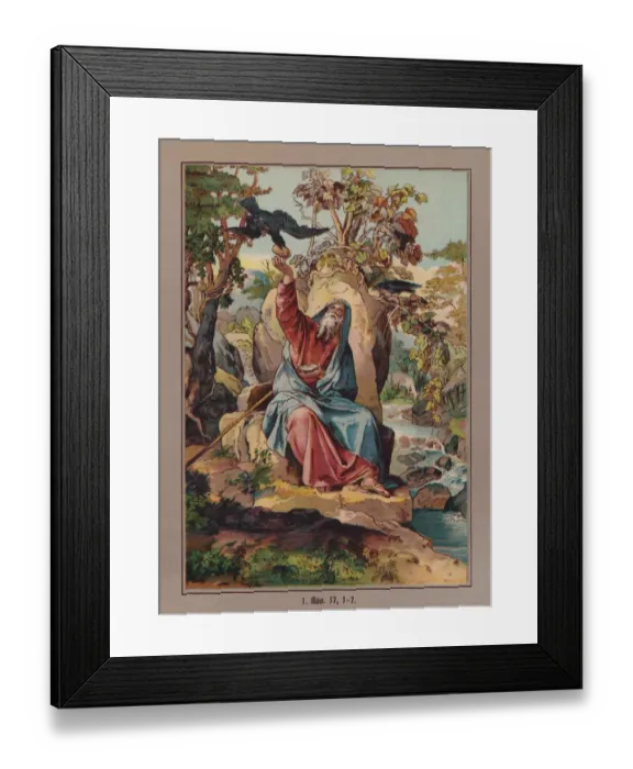 Framed Print : Elijah at the Brook Kerith, chromolithograph, published ca. 1880 Framed Print : Elijah at the Brook Kerith, chromolithograph, published ca. 1880
