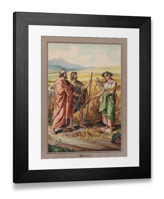 Framed Print : Ruth Works in the Field of Boaz, chromolithograph, published c. 1880 Framed Print : Ruth Works in the Field of Boaz, chromolithograph, published c. 1880
