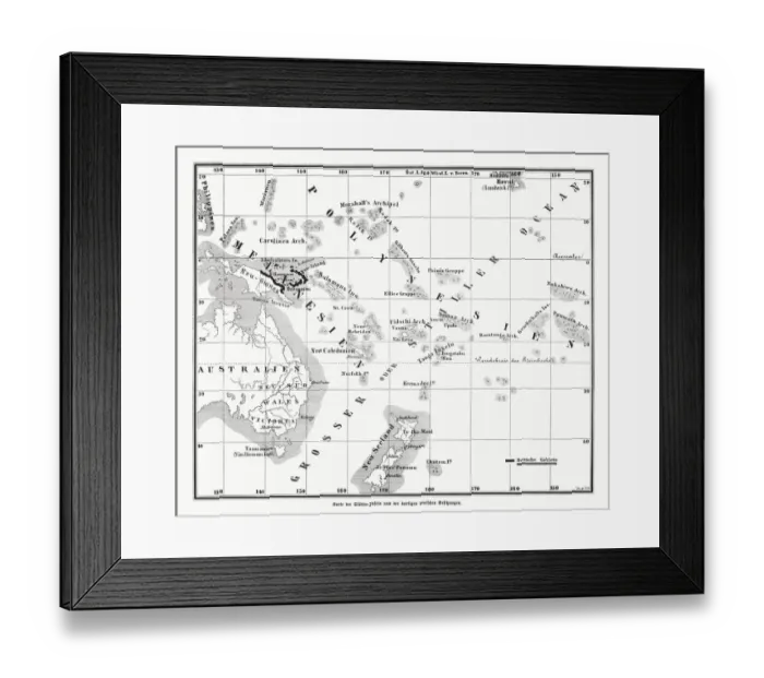 Framed Print : Former German colonies in Melanesia, wood engraving, published in 1885
