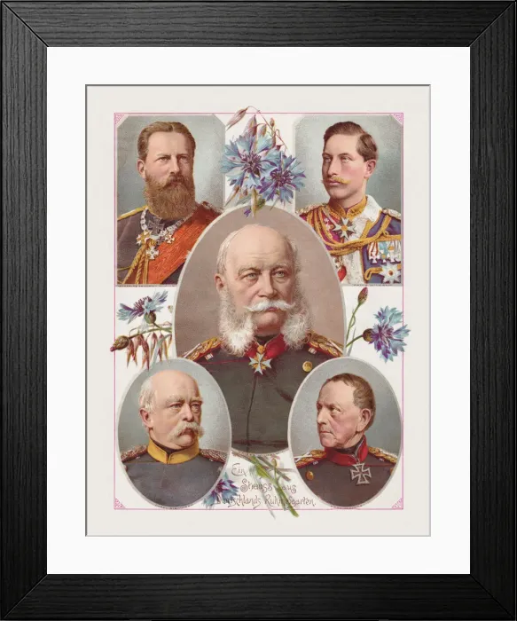 Framed Print : Prussian rulers, politicians and military leaders, chromolithograph, published 1887 Framed Print : Prussian rulers, politicians and military leaders, chromolithograph, published 1887