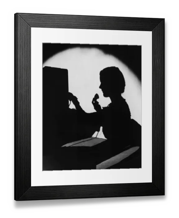 Framed Print : ARCHIVE SHOT / SILHOUETTE OF SWITCHBOARD OPERATOR / INDOORS Framed Print : ARCHIVE SHOT / SILHOUETTE OF SWITCHBOARD OPERATOR / INDOORS
