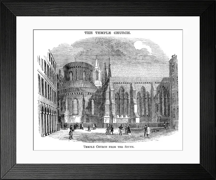 Framed Print : Temple Church, London, from the south (Victorian woodcut) Framed Print : Temple Church, London, from the south (Victorian woodcut)