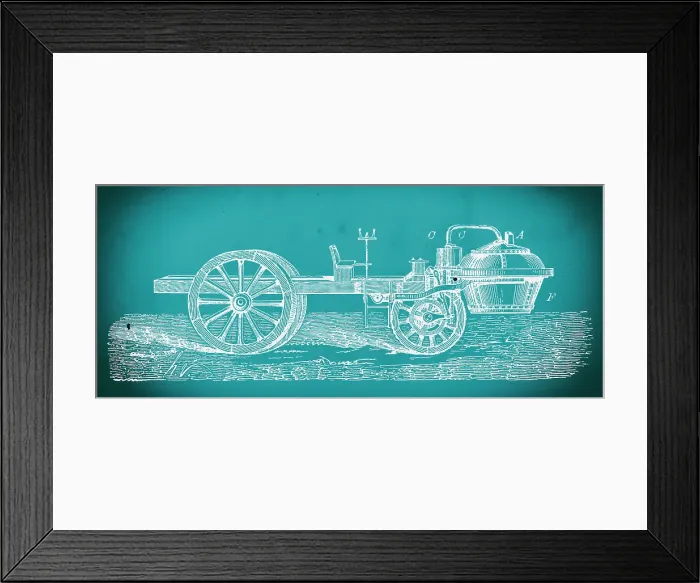 Framed Print : Nicolas Joseph Cugnot's steam powered car blueprint Framed Print : Nicolas Joseph Cugnot's steam powered car blueprint